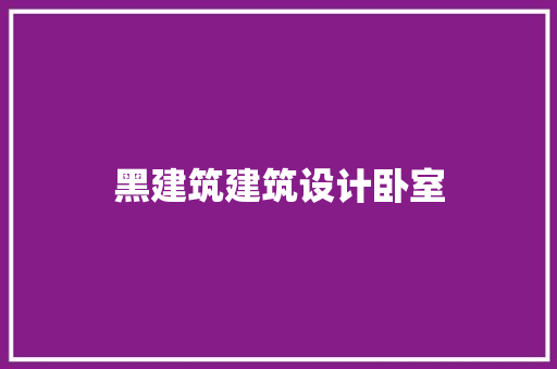 黑建筑建筑设计卧室 施工管理