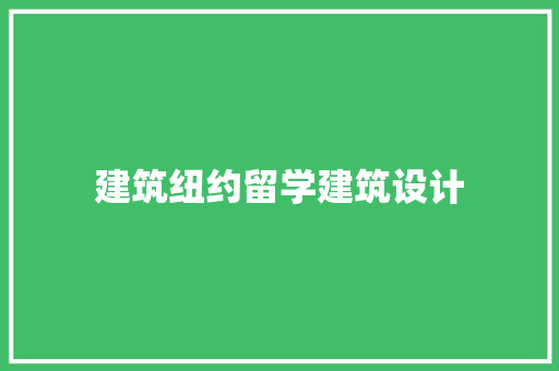 建筑纽约留学建筑设计 施工工艺