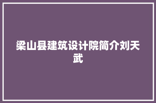 梁山县建筑设计院简介刘天武