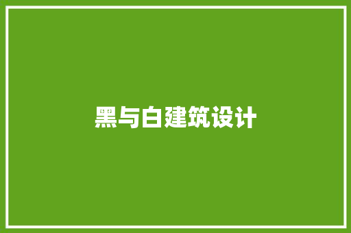 黑与白建筑设计 施工工艺