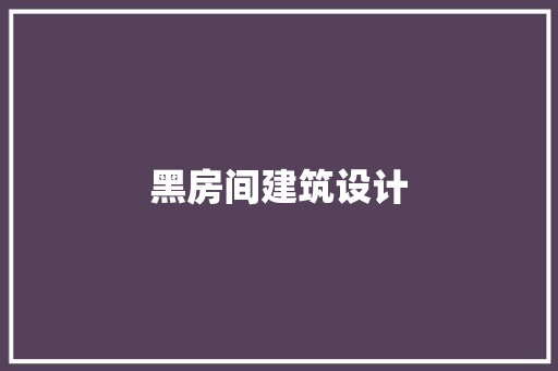 黑房间建筑设计