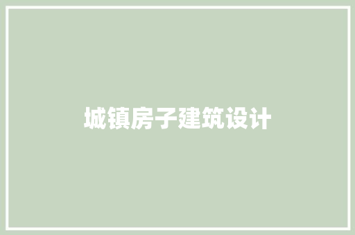 城镇房子建筑设计 施工工艺