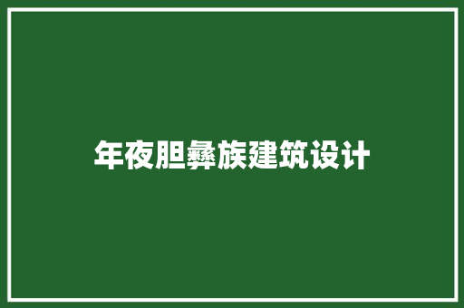 年夜胆彝族建筑设计