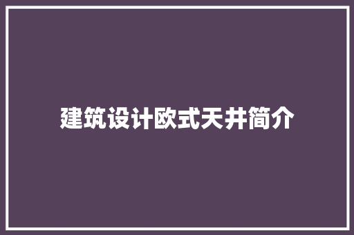 建筑设计欧式天井简介 施工工艺