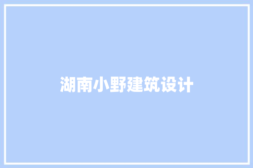 湖南小野建筑设计