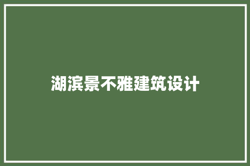 湖滨景不雅建筑设计