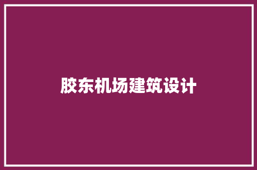 胶东机场建筑设计 施工技术