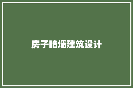 房子暗墙建筑设计