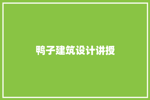 鸭子建筑设计讲授