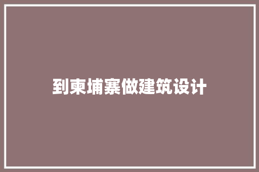 到柬埔寨做建筑设计