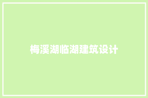 梅溪湖临湖建筑设计 常用设备