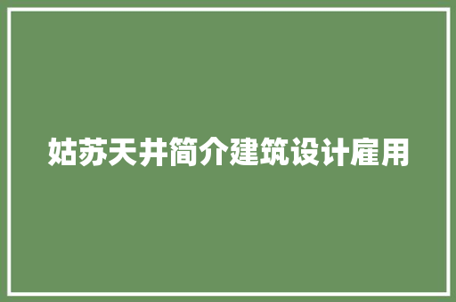 姑苏天井简介建筑设计雇用