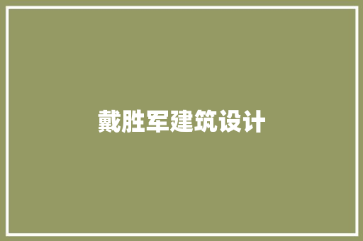 戴胜军建筑设计 建筑设计