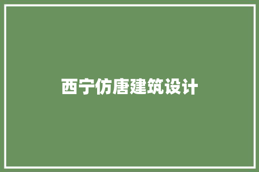 西宁仿唐建筑设计