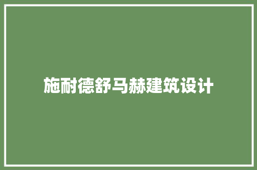施耐德舒马赫建筑设计