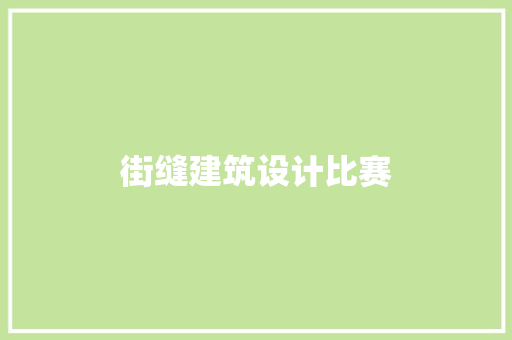 街缝建筑设计比赛