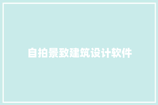 自拍景致建筑设计软件 工艺流程