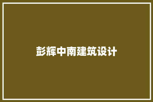 彭辉中南建筑设计