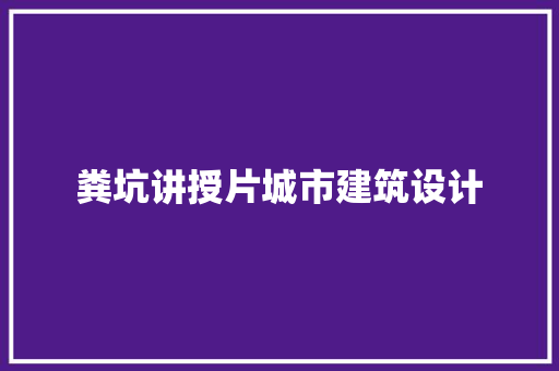 粪坑讲授片城市建筑设计