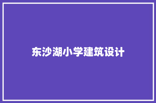 东沙湖小学建筑设计