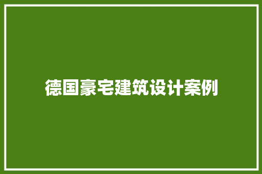 德国豪宅建筑设计案例 工艺流程