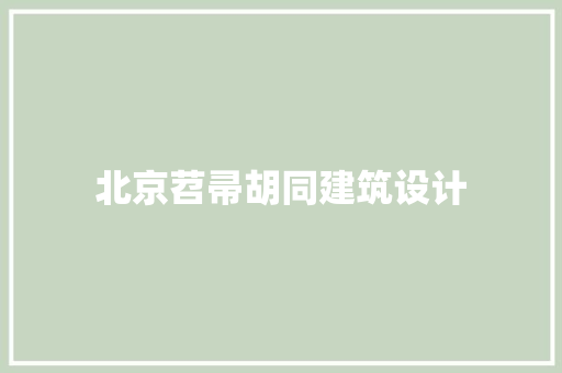 北京苕帚胡同建筑设计