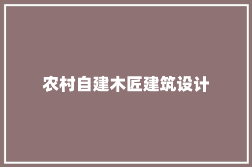 农村自建木匠建筑设计