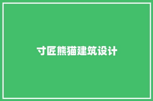 寸匠熊猫建筑设计