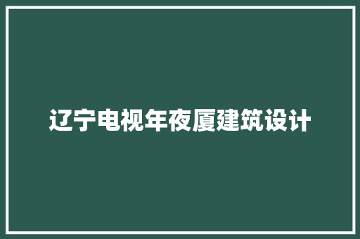 辽宁电视年夜厦建筑设计