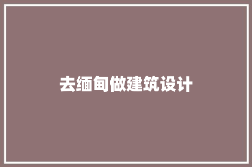 去缅甸做建筑设计