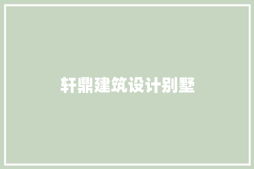 轩鼎建筑设计别墅