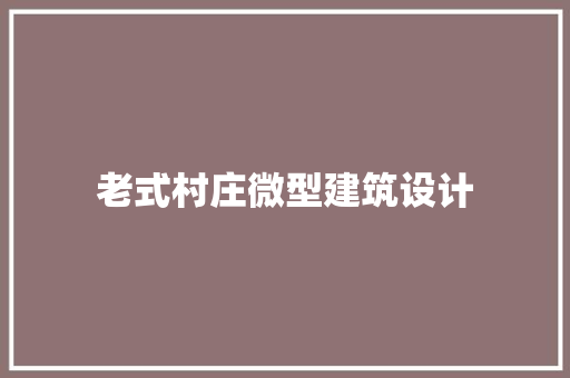 老式村庄微型建筑设计