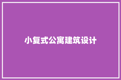 小复式公寓建筑设计