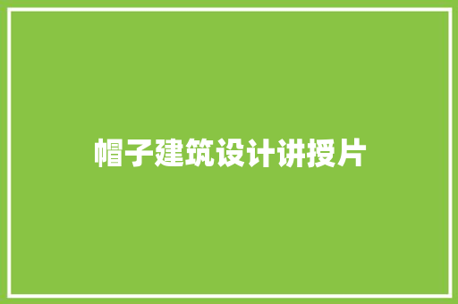 帽子建筑设计讲授片