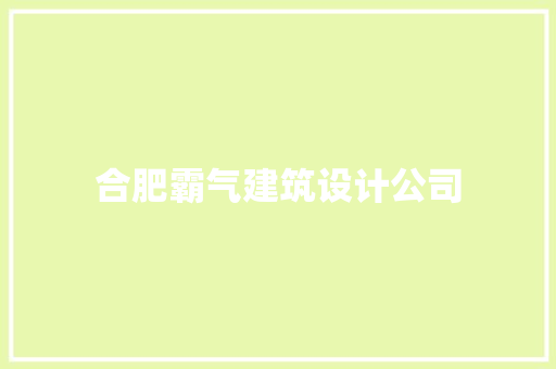 合肥霸气建筑设计公司