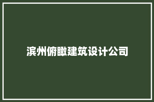 滨州俯瞰建筑设计公司