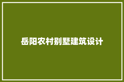 岳阳农村别墅建筑设计 施工管理