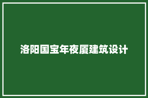 洛阳国宝年夜厦建筑设计