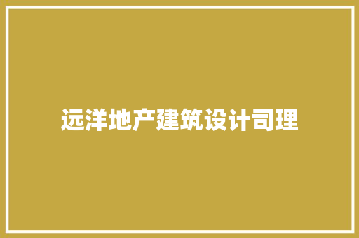 远洋地产建筑设计司理