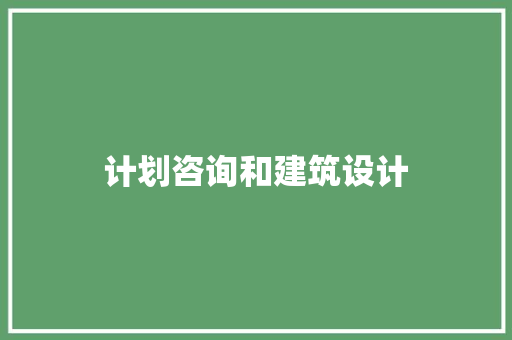 计划咨询和建筑设计