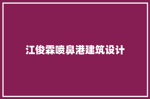 江俊霖喷鼻港建筑设计