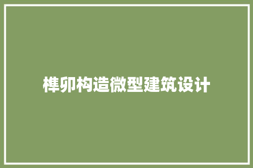 榫卯构造微型建筑设计
