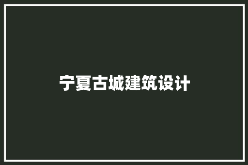 宁夏古城建筑设计