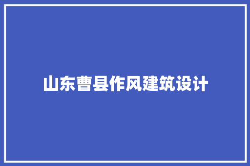 山东曹县作风建筑设计