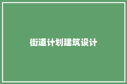 街道计划建筑设计