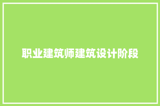 职业建筑师建筑设计阶段