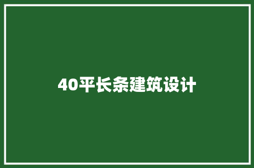 40平长条建筑设计
