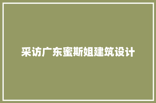 采访广东蜜斯姐建筑设计