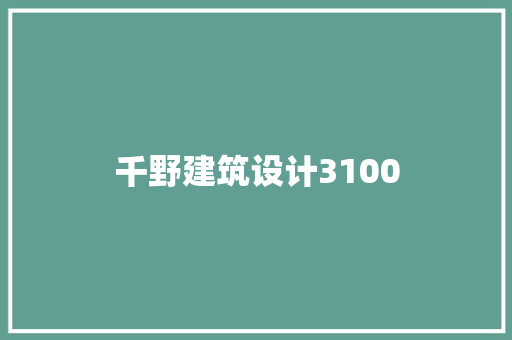 千野建筑设计3100 施工工艺