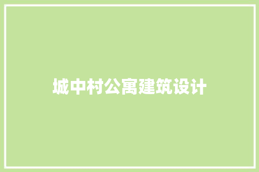 城中村公寓建筑设计